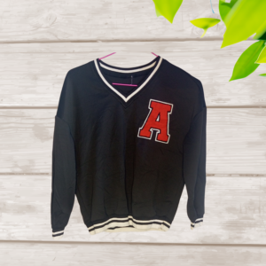 Sweat Enfant Noir Style Universitaire avec Patch